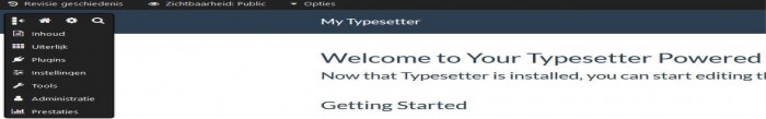 het menu in typesetter